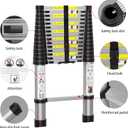 Telescoping Extension Ladder 15.5FT, Aluminum Telescopic Ladders with Carry Bag for Outdoor Indoor Use
