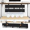 Zilink No Drill Under Desk Cable Management Tray 40" Cord Organizer for Table Clamp/Screw Mount Cable Management Under Desk Waterproof Fabric Cable Management Tray for Office, Home