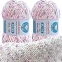 2 Pack Wool Blend Yarn, 2x3.5oz / 285yds, #3 DK, 20% Wool 80% Acrylic, Variegated, Single-Ply Soft Crochet & Knitting Wool Yarn for Sweaters, Scarves, Hats (Petal Whisper)
