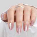 UNA GELLA Cat Eye Press On Nails: Almond Soft Gel Press Ons Short Kit with Nail Tips Glue on Nails, 16 Sizes - 32 Reusable Chrome Fake Nails Kit, Pink Rose