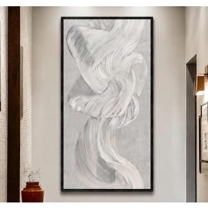 Large Framed Abstract Wall Art 24x48 Inch Grey Textured Canvas Wall Decor