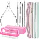 FANDAMEI Nail Care Kit, Nail Files 100/180, Nail Buffer Block, Cuticle Nippers, Cuticle Trimmer, Cuticle Pusher, Nail Tools, Nail Kit, Pedicure & Manicure Tools, Nail Prep Kit, Manicure Kit for Women
