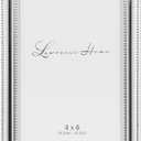 Lawrence Frames 510746 4x6 Metal Picture Frame Silver-Plate with Delicate Beading