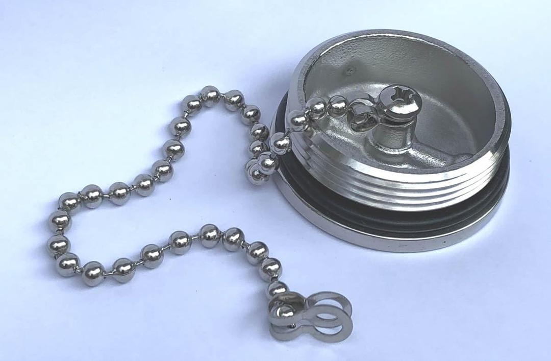 Marine Boat Replacement for Gas Cap Stainless Steel Deck Fill Filler Cap with Chain,1.5 inch