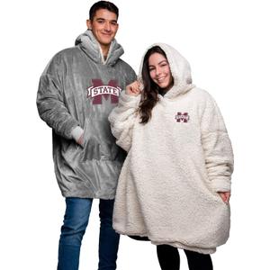 FOCO NCAA unisex-adult Reversible Oversized Sherpa Hoodie Sweatshirt Big Logo Hoodeez (Team Color) One Size