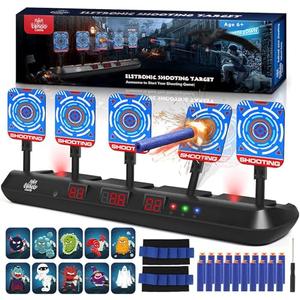 Lehoo Castle Shooting Targets for Nerf, 5 Targets Shooting Games for Kids, Digital Scoring for Nerf Guns Target, Gifts for 5 6 7 8 9 10 Year Old Boy