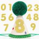 Pet Birthday Hat with Interchangeable Numbers 1-10 | Adjustable Pet Party Cone Hat for Dogs & Cats | Puppy Birthday Photo Props for 1st to 10th Birthday Celebrations (Beige Birtgday Pet Hat)