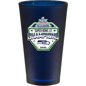 The Memory Company Officially Licensed NFL Seattle Seahawks 2026 Super Bowl LX Champions 16oz Navy Frosted Pint Glass, Direct Print
