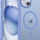 Magnetic for iPhone 15 Case & iPhone 14 Case, [Compatible with MagSafe] [Military Grade Drop Protection] Translucent Matte Shockproof Anti-Scratch Phone Cover, Blue Purple