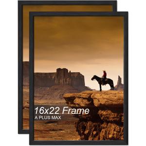 A PLUS MAX 16x22 Picture Frame Set of 2 Black Light Weight Wall Mount