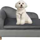 Pet Bed Sofa, Puppy Bed with Storage, Small Dog Couch with Removable & Washable Cushion, Comfy Pet Couch Bed for Cats & Puppy (Gray)