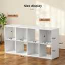 LUCKLIFE 8-Cube Storage Organizer, Stackable Modular Bookcase Shelf with Vertical or Horizontal Use, Fits 11×11" Bins, Optional Back Panels, for Living Room, Office, White