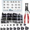 130Pcs 6-25mm Spring Band Hose Clamps With Swivel Flat Hose Clamp Plier Assortment Kit, Constant Tension Steel Clamps for Fuel Lines, Silicone, Vacuum Hoses & Low-Pressure Air Clips