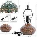 Small Tiffany Table Lamp Mini Mushroom Stained Glass Lamp Memory Sympathy lamp 10X11 Inch (Sea Blue Dragonfly)