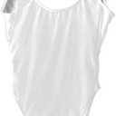 Leoparts Women's Retro 80s/90s High Cut Low Back One Piece Swimsuits Bathing Suits (White, S)