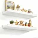Love-KANKEI Floating Shelves Wall Mounted Set of 2, 17 Inch Rustic Wood Wall Shelves for Storage, Bedroom Living Room Bathroom Kitchen Office and More White