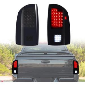 New Upgrade Black LED Taillights Rear Brake Stop Lamps Compatible with Dodge RAM 1500 2002-2006 / Ram 2500 3500 2003-2006 Replacement Smoke Tail Lights Lamps 55077348AF 55077347AF