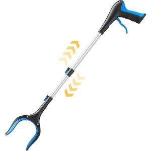 Telescopic Grabber Reacher Tool, 5-Level Adjustable Length (23'' to 41'') - Trash Claw Gripper, Pickup Stick for Litter Picking, Yard Work, and Seniors (Blue)