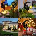 Solar Fairy Garden Outdoor Stake Holding Solar Lantern Outdoor Decor Metal Large Fairy Sitting Moon Silhouette Stakes for Garden Lawn Patio or Courtyard