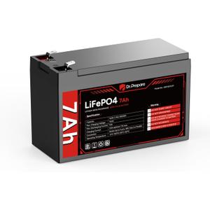 DR.PREPARE 12V 7Ah LiFePO4 Battery, Lithium Batteries 12v with 7A BMS, 4000+ Deep Cycle Lithium Iron Phosphate Rechargeable Battery for Fish Finder, Lighting, Alarm System