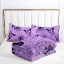 Violet Butterfly Comforter Set - Full Size Kids Bedding with 1 Comforter and 2 Pillowcases - Butterfly & Dandelion Pattern All Season