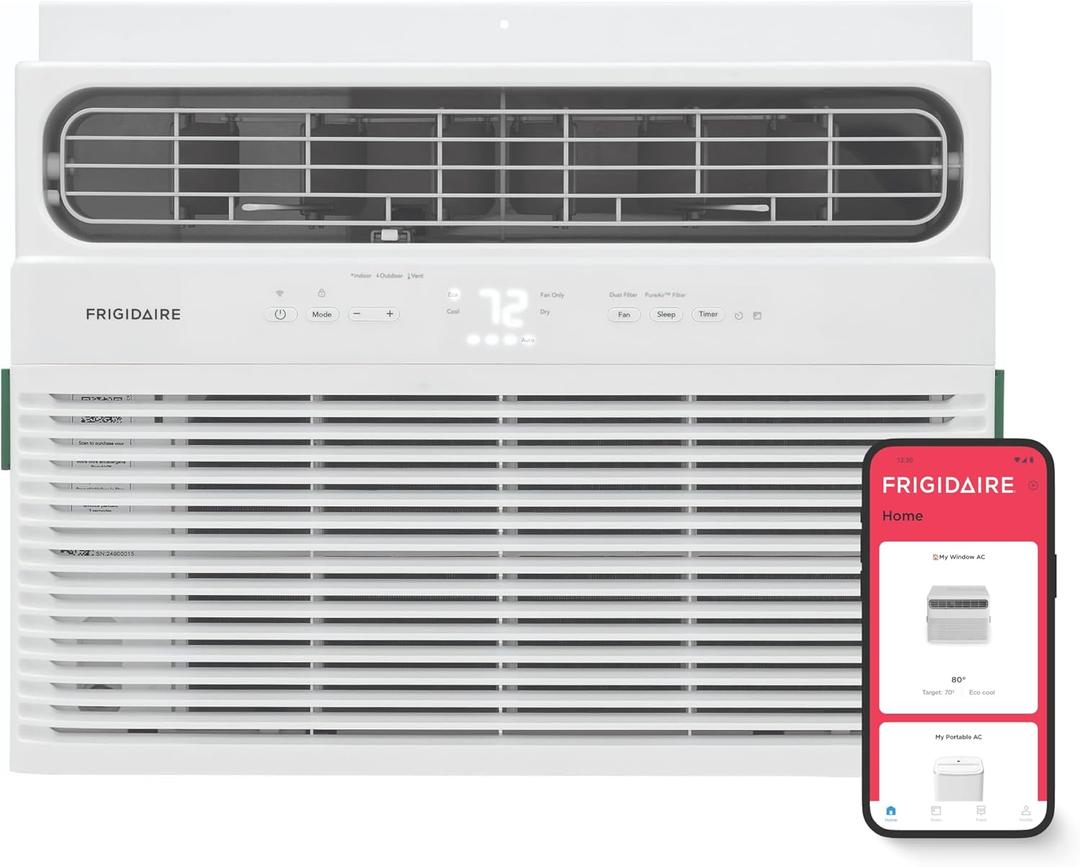 Frigidaire 14,300 BTU Smart Window Air Conditioner with Wi-Fi, Cools Up to 700 Sq. Ft., Remote Control, Quiet Operation, Eco Mode, 3 Fan Speeds, White