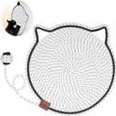 Cat Scratcher Mat, Natural Cotton Rope Cat Scratch Pad, 15.7'' Round Horizontal Floor Cat Scratching Pads for Indoor Cats, Cat Furniture Protector for Wall, Couch, Carpets, Sofas (White)
