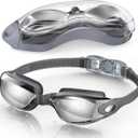 Aegend Swim Goggles, Swimming Goggles No Leaking Full Protection Adult Men Women Youth (Gray Silver)