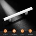 Probrico 10 Pack| 3-3/4" Hole Centers White Modern Kitchen Cabinet Pulls Drawer Handles Euro Round T Bar Pulls Stainless Steel Dresser Pulls Furniture Hardware-6" Overall Length