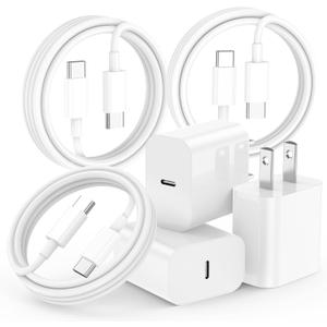iPhone 17 16 15 Charger Fast Charging,3-Pack 20W Apple USB C Charger Block with 60W Type C to USB C Cable Cord 6FT,Compatible with iPhone 17/17 Pro/17 Pro Max/17 Air/16/16 Pro Max/16 Pro/15/15 Pro