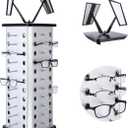 VARIPOWDER Upgrade Rotating Glasses Display Stand Sunglasses Holder Organizer Rack Eyeglass Turning Commercial Display Stand with Mirror for 44 Pairs of Glasses (Square)