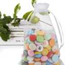 ANZNKU 50 Pack Organza Bags 4 x 6 inch Small Bags, Favor Bag, Sheer Mesh Bag, White Gift Pouches with Drawstring, Organza Favor Pouches, Packaging Pouch for Christmas Wedding Party Easter Candy