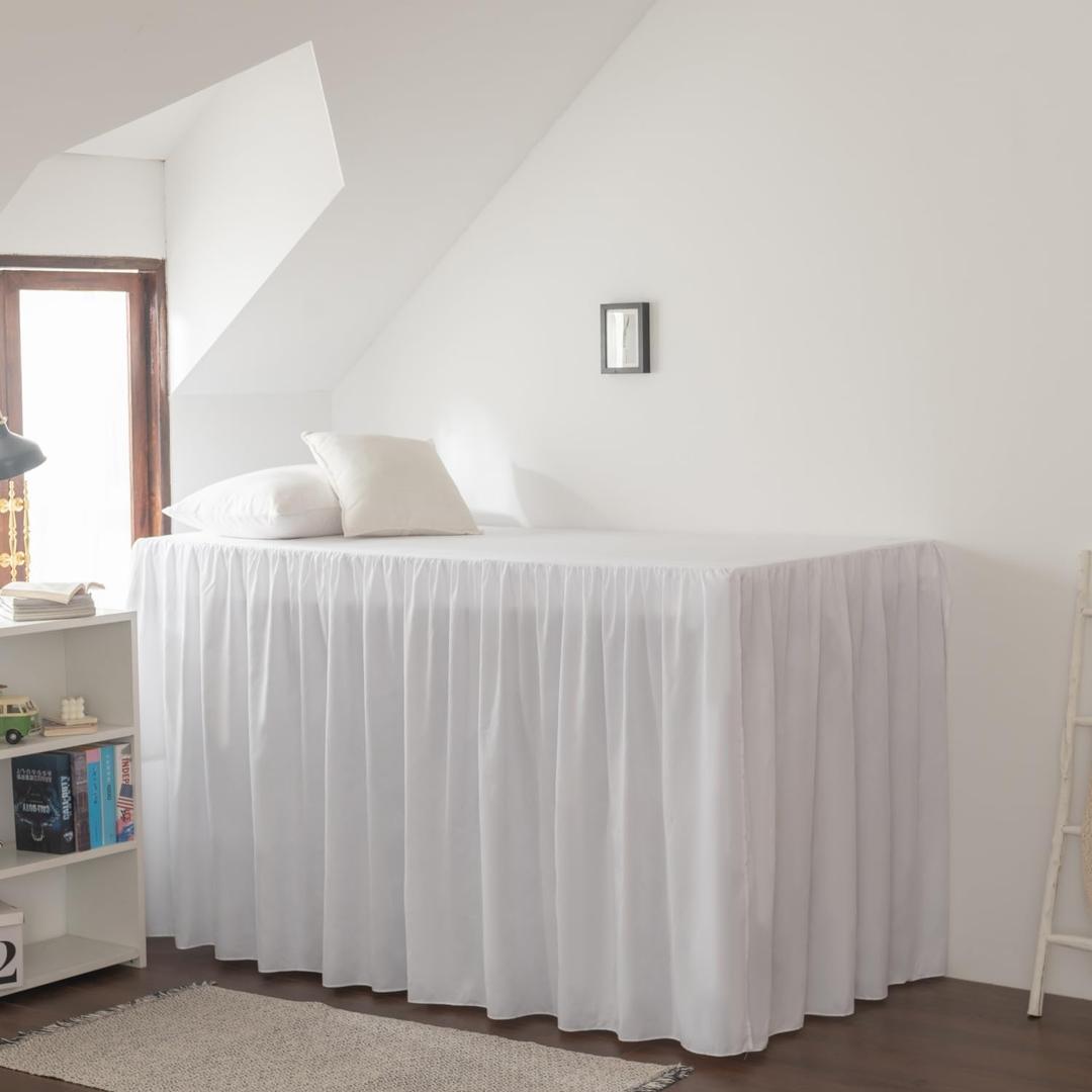Dorm Bed Skirt, Dorm Bed Skirt Twin XL, 100% Microfiber Dorm Bed Skirts, Twin Extra Long Dorm Bedding, Split Corner, Twin XL 46" Drop (White)