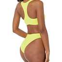 HUGO Women's Standard Center Logo Side Cut Out One-Piece Swimsuit (Electric Yellow, XS)