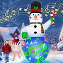 7Ft Christmas Inflatables Snowman Built-in Music Box & Rotating Colorful LED Lights, Christmas Inflatable Decoration Outdoor Blow Up Yard Decoration Snow Man for Holiday Party Xmas New Year