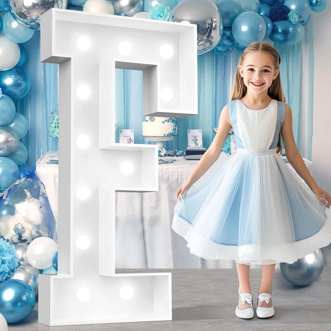 Ledido 4FT Marquee Light Up Letters F, Easy to Assemble Cool White Marquee Letters 4 Feet Tall for Indoor & Outdoor Events, Large Lighted Letter for Birthday Graduation Baby Shower Party Decorations