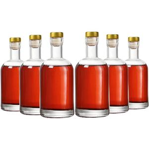 Clear Glass Bottles 6 oz - 200ml [Pack of 6] for Wine Beverages Drinks Oil Vinegar Kombucha Beer Water Soda with Cork Stopper Airtight Lid