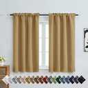 OVZME Gold Short Blackout Curtains for Bedroom 54 Inches Long 2 Panels, Modern Window Treatment Solid Thermal Insulated Curtains for Living Room, Dual Rod Pocket Blackout Drapes, 2x40Wx54L Inches