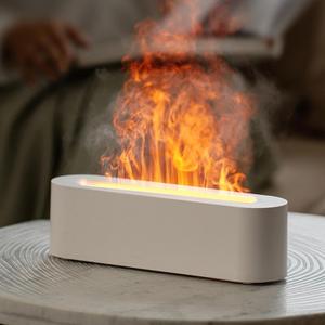 Essential Oil Diffuser, Fireplace Flame Fire Oil Diffuser, 150ml Ultrasonic Cool Mist Aromatherapy Humidifier, Scent Aroma Diffuser with 7 Colors Light, Timer & Auto-Off for Home, Room (White)