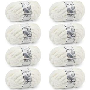 Cozyful Chunky Yarn for Hand Knitting - #10 Chunky Chenille Yarn, Jumbo Big Thick Chunky Yarns for Crocheting, Super Bulky Chunky Knit Blanket Yarns, 7 Skein (25 yds 8 oz Each Skein), Cream