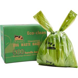 ECO-CLEAN Poop Bags, 500 Count Dog Waste Bags with Handle, Unscented, Leak-Proof, Earth-Friendly (Not on Rolls)
