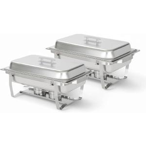 2 Pack 8QT Chafing Dish High Grade Stainless Steel Chafer Complete Set, 8 Qt, Alpine Gray Handle