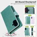 Varikke for iPhone 17 Wallet Case Detachable with RFID Blocking Card Holder for Women, Glitter PU Leather Wrist Strap Strong Magnetic Flip Removable Phone Case Cover for iPhone 17 6.3", Mint Green