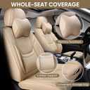 Auto Car Seat Covers Accessories Full Set Leather Cushion Protector Breathable Waterproof Seat Cover for Cars Universal Fit (Beige, Front Pair and Rear)