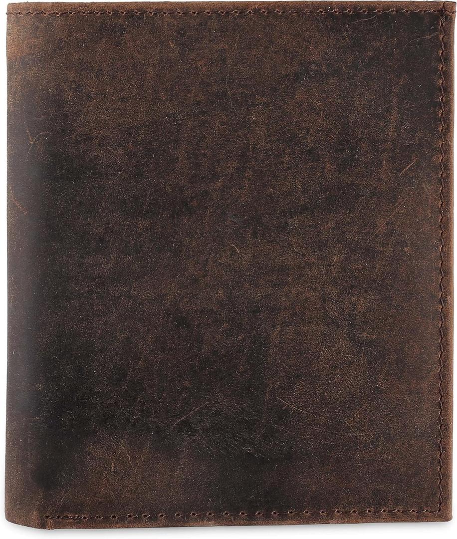 F&L CLASSIC RFID Blocking Men's Leather Bi-Fold Big Hipster Wallet, 13 credit card slots, buffalo vintage brown (ONE SIZE)