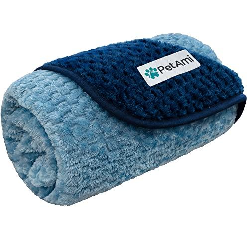 PetAmi Waterproof Dog Blanket, Leakproof Puppy Blanket for Small Medium Dogs, Furniture Sofa Couch Cover Protector, Fleece Pet Throw Indoor Cat Kitten, Reversible Washable Soft Plush, 24x32 Navy Blue