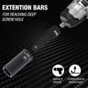 DURATECH 24-Piece Impact Socket Set, 1/2" Drive Deep Impact Socket Set with 2pcs 1/2-Inch Hexagon Extension Bars, Metric SAE, Hard Case Included