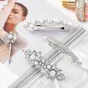 Janinka Rhinestone Hair Accessories for Wedding: Bridal Hair Pins, Crystal Bobby Pins, Silver Hairpin Barrettes, and Elegant Leaf Flower Accents for Women and Girls