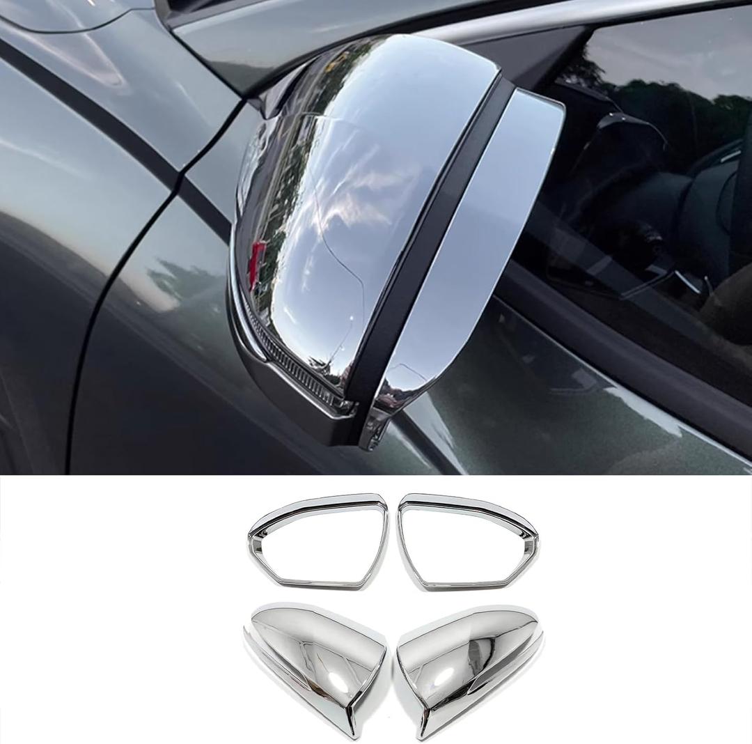 Car Accessories Fit for Hyundai TUCSON 2026 2025 2024 2023 2022 Exterior Side Door Rearview Mirror & Rain Shield Protector Cover Frame Trim (Chrome) 4PCS ABS