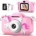 OUTUVAS Unicorn Kids Camera for Girls, Selfie 3-12 Years Old Girls Christmas Birthday Gift Little Toys 3 4 5 6 7 8 9 (Pink)